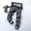 Herbst Winter Fleecegefütterte Jeans für Herren Slim Fit Skinny Grau Lange Hosen Koreanischer Stil Trendy Jugendlich Stretch Freizeithosen