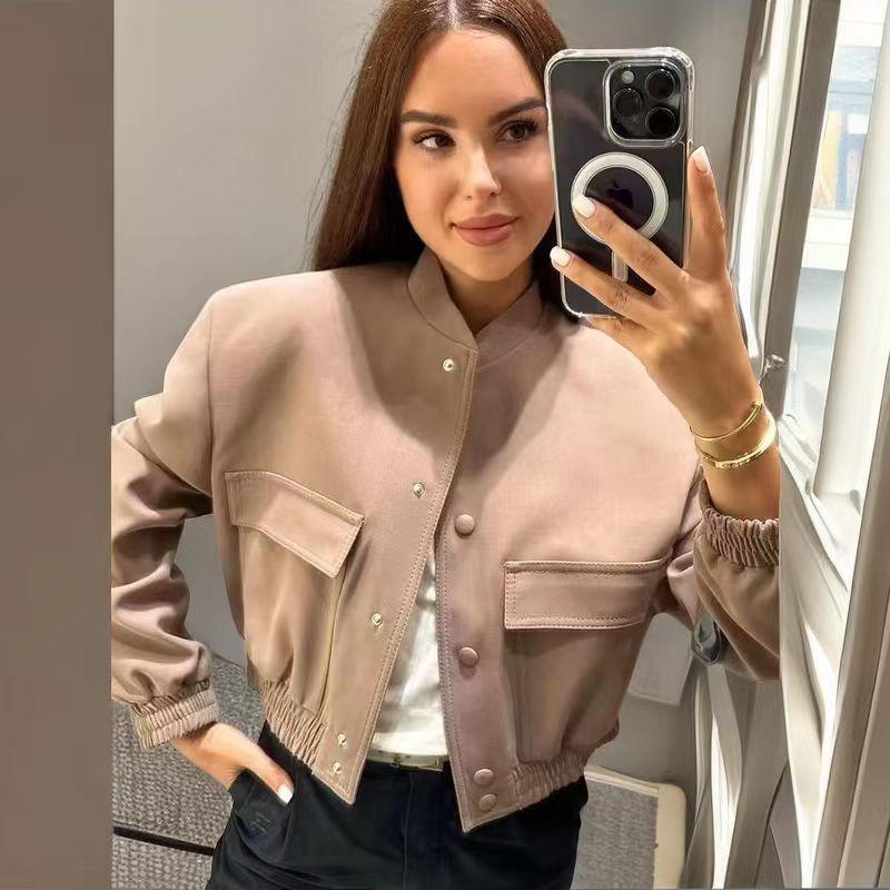 2023 Autumn Women's Fashion Casual Pocket Embellished Single-Breasted Outerwear Jacket
