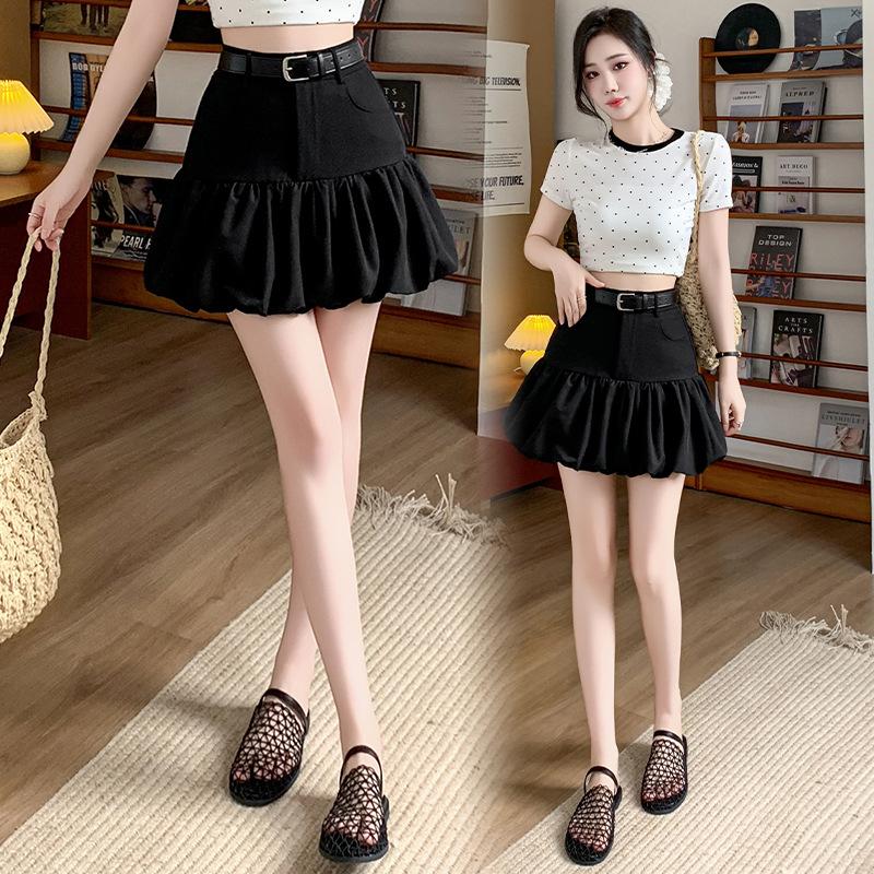 

Белая юбка-шорты женская летняя юбка-пузырь, юбка-зонт, юбка-фонарик с высокой талией XL чёрный