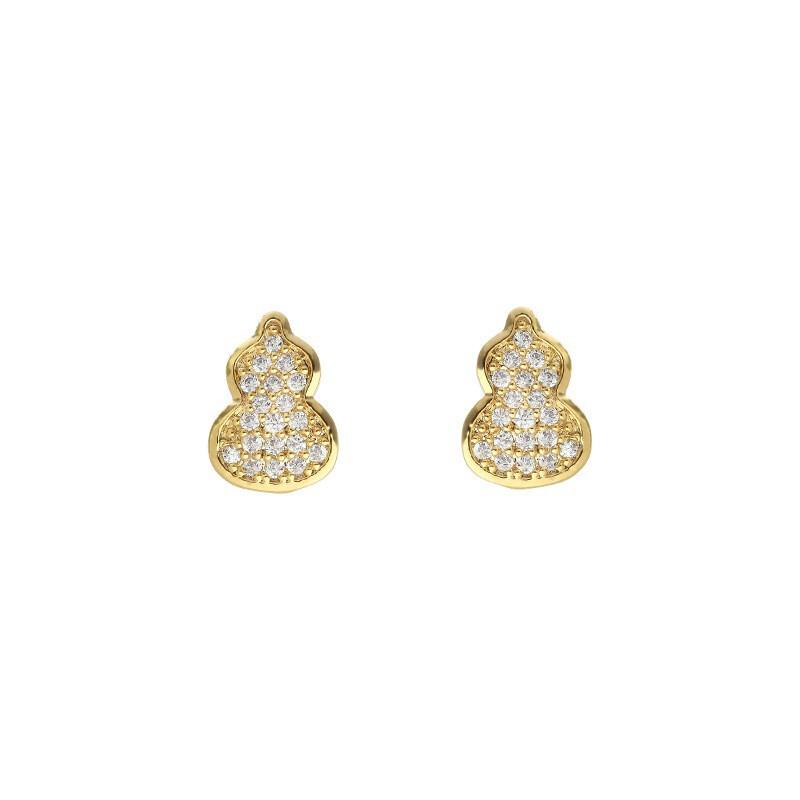 Kirin Gourd Full of Diamond Earrings for Women with High-end Niche Temperament Earrings