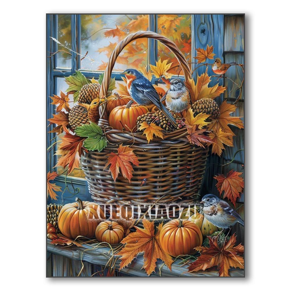 Set Pictură Diamant 5D Dovleac Peisaj de Toamnă Broderie Diamant Mozaic Artă Diamant Complet Imagine DIY Decor de Halloween Cadou