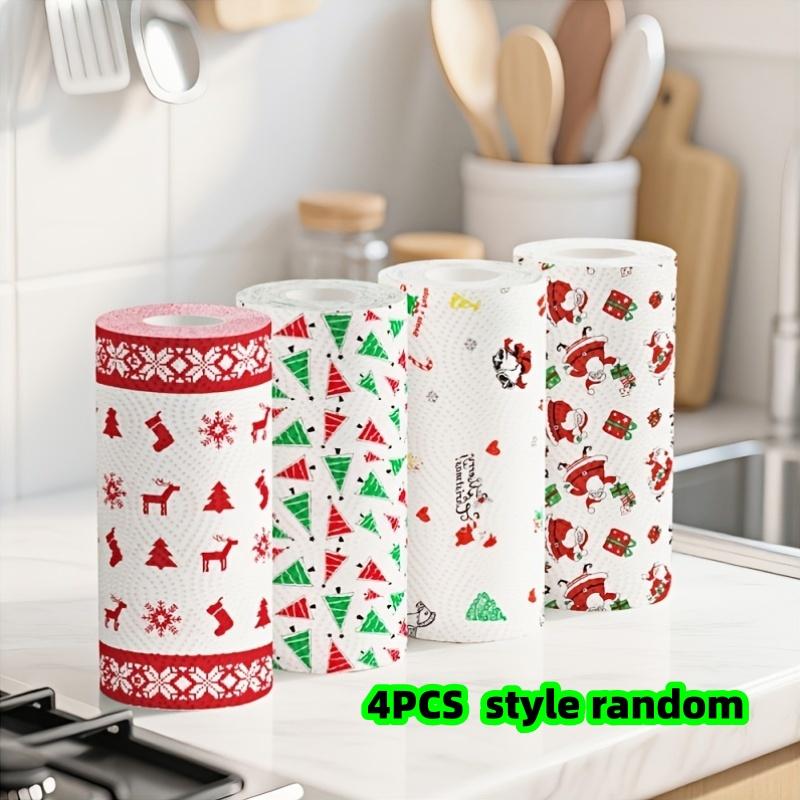 

4-Piece Set of Kitchen Paper Towels with Random Designs, Cute Cartoon Series Patterns, Oil-Absorbing and Water-Absorbing Paper, Creative Prin