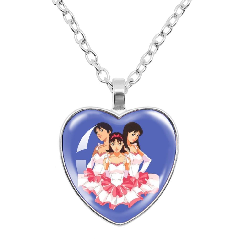 Perfect Blue Anime Movie Cartoon Glass Heart-Shape Pendant Necklace Cass Heart Shape Pendant Necklace Jewelry Charm Collect Gift
