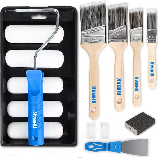 Paint Roller Kit, Paint Brushes and 4 Inch Foam Small Paint Roller Set, All In One Paint Tools for Professional or Home Owners for Professional