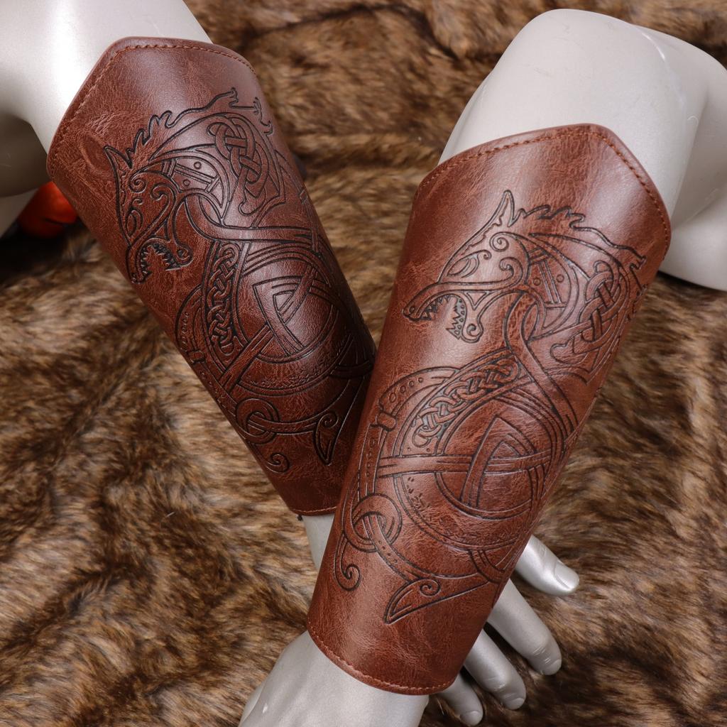 Wikinger Armschienen Mittelalterliche Leder Armrüstung Stulpe Lederstulpe Armband Punk Armschützer Geschnallte Vambrace Handschuhe Für Männer Frauen