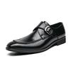 Scarpe basse formali in pelle con fibbia stile britannico casual retrò, testa quadrata a molla, per giovani, lucide