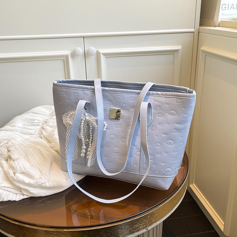 European American Style Faux Leather Tote Bag for Women, Elegant Embossed Large Capacity Shoulder Handbag, Casual Commute Work Bag KTB