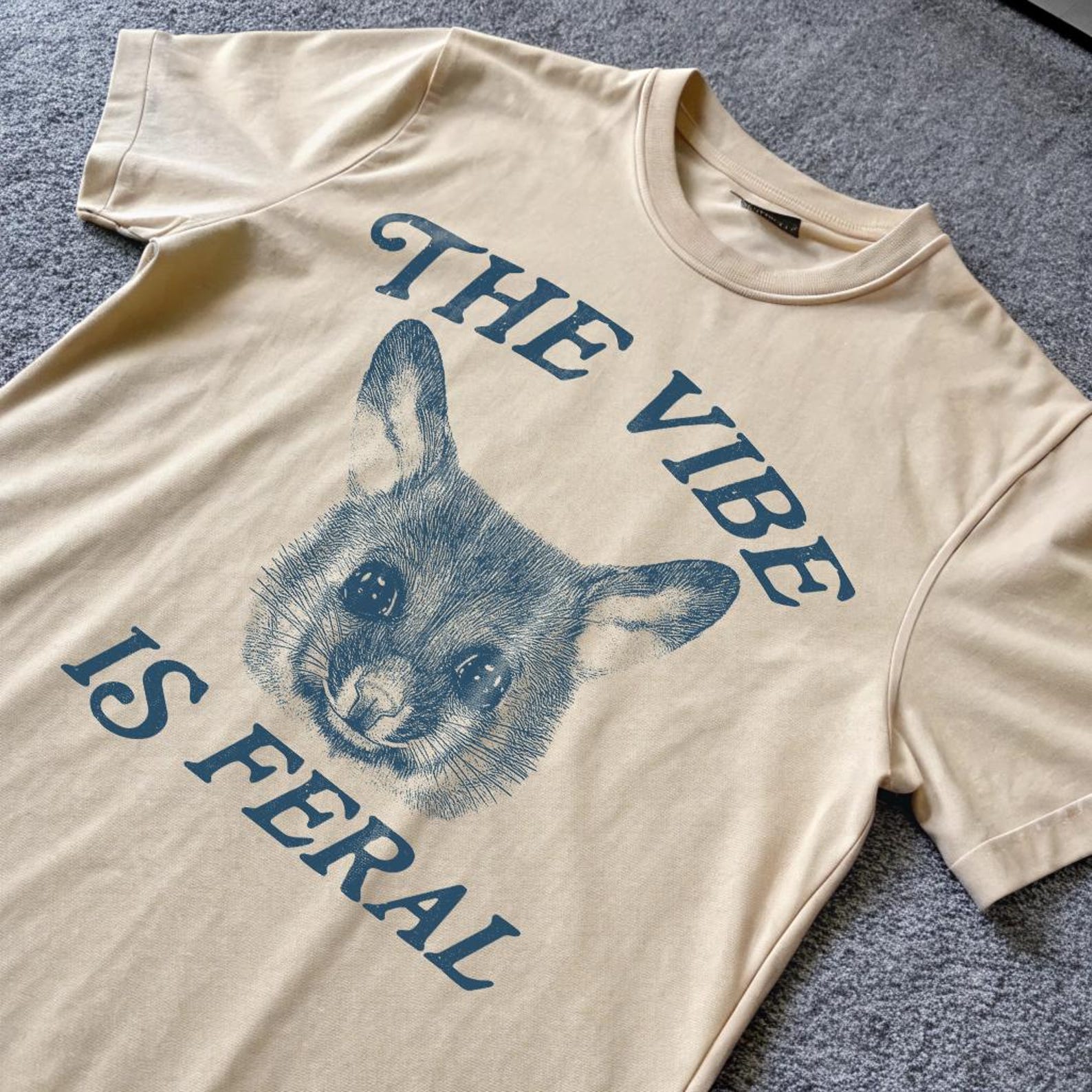 possum the vibe is feral - unisex t-shirt, meme t shirt, Silly Shirt Lovers, Funny Opossum Meme t-shirt XL