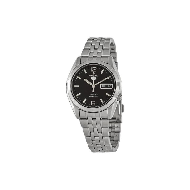 SEIKO 5 Series Black Men s Waterproof Date Display Automatic Steel Strap Men s Watch Black Dial SNK393K1 чёрный