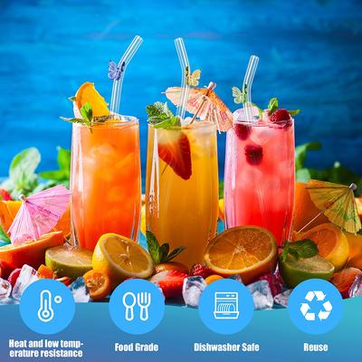 Schmetterling Glas Strohhalme Set Wiederverwendbare Bar Werkzeug Für Smoothies Cocktails Trinken