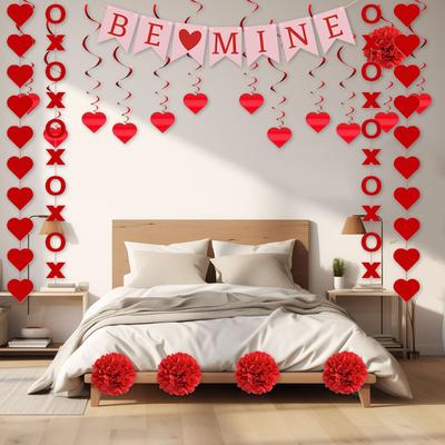 Valentinstag-Accessoires, Festival-Party-Dekorationssets mit Girlanden und Bannern, Requisiten für Hochzeitstagsfeiern