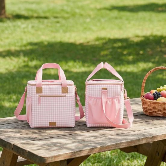 Insulation Lunch Bag, Leakproof Portable Cooler Tote Bag, Large Capacity Lunch Bag with Crossbody Strap, Portable Picnic Lunchbox for Outdoor Parties