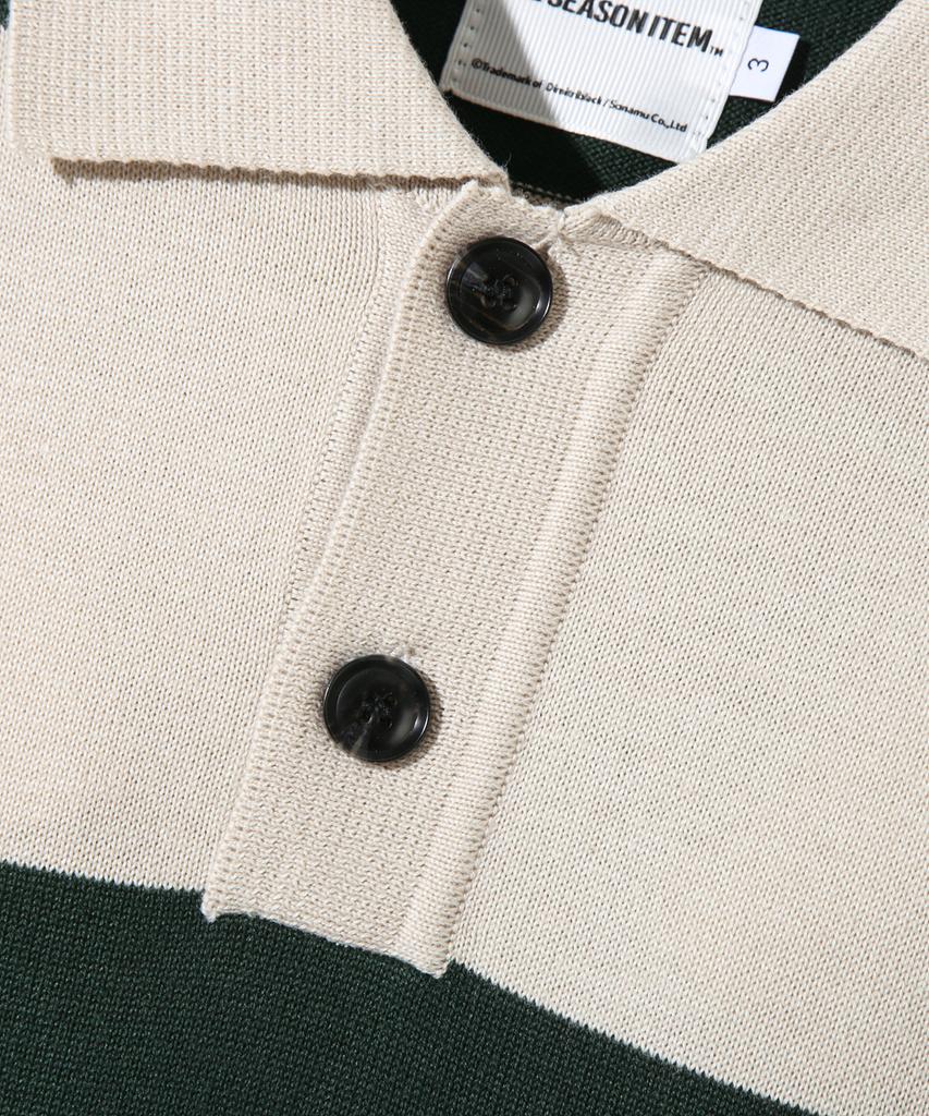 Dimiteulibeullaeg Asi Striped Rugby Long Sleeve Knit T-Shirt_Green