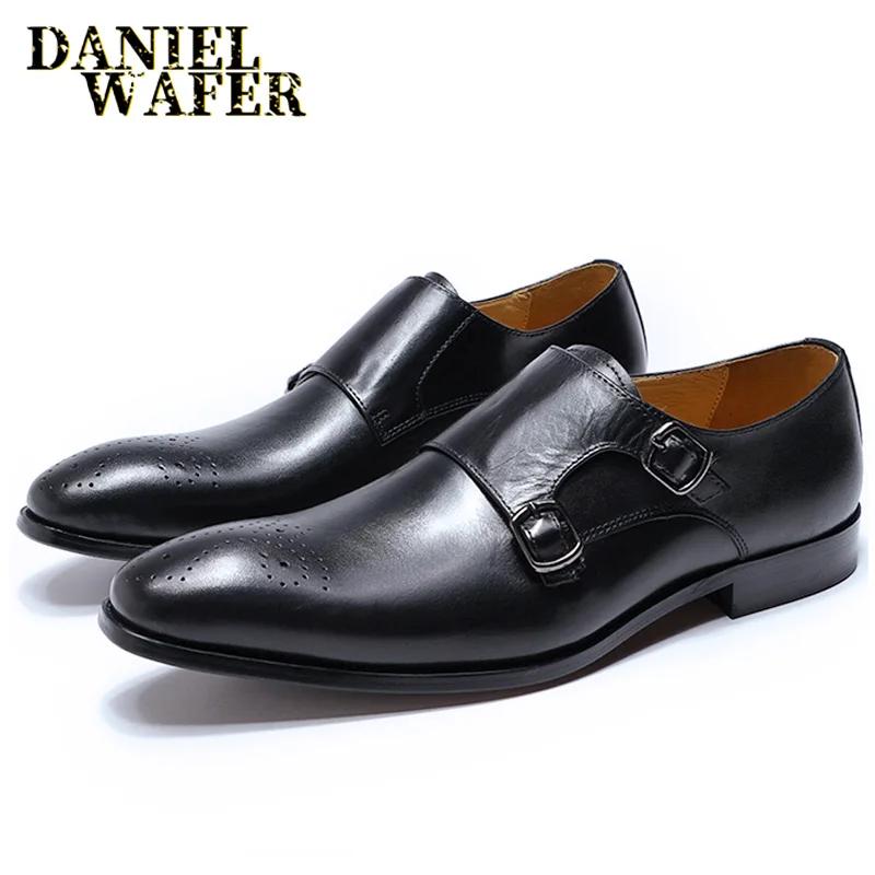 Fashion Luxury Mens Casual Shoes Elegant Office Business Wedding Dress Formal Shoe Comfortable Double Monk Strap Slip on Loafers for Men