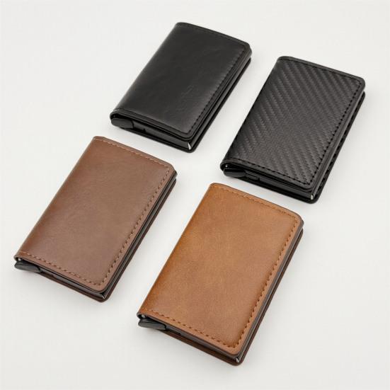 Men Pop-up Wallet RFID Blocking Card Holder Anti-Theft Slim Aluminum Alloy Wallet Pocket Wallet for Cash Credit Cards