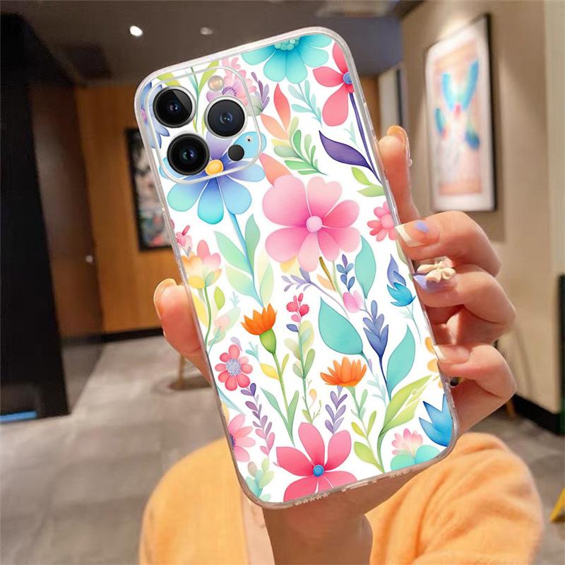 Flower Aesthetic Phone Case For Iphone 15 14 Pro Max 13 12 11 Pro Max XSMax XR 12 13 Mini 14 Plus