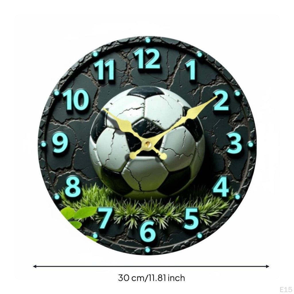 Sports Themed Wall Clock Silent NonTicking 3D Ball Precision Movement House Decoration for