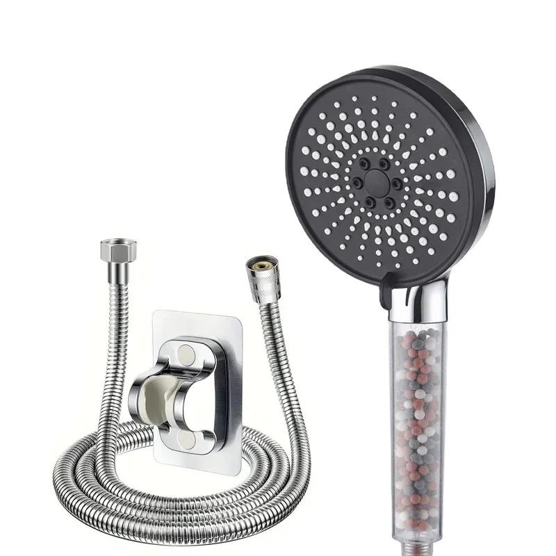 Adjustment 5-speed Water Filter Shower Head High Pressure Negative Ion Hard Water Softening Shower Head Set