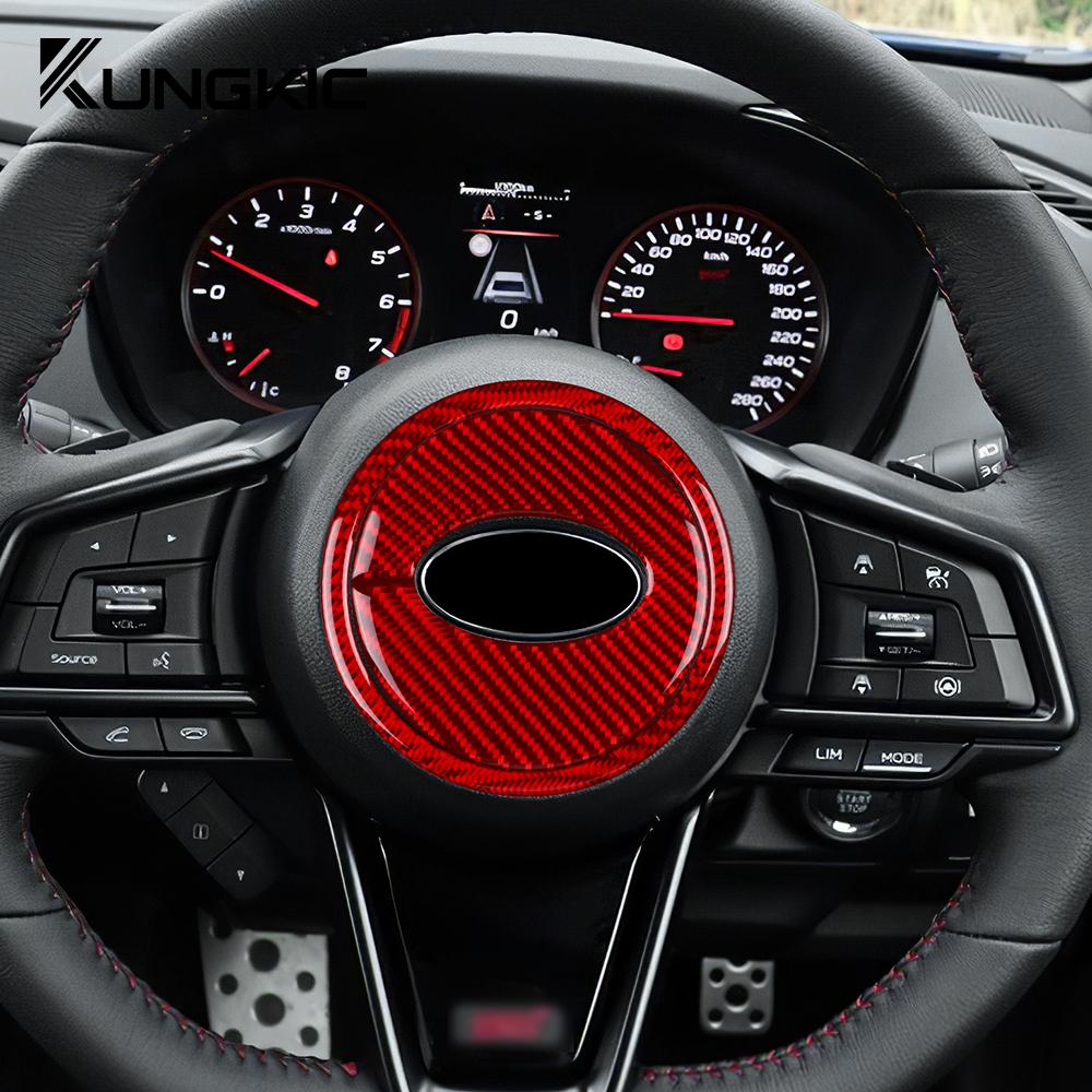 2PCS Soft Carbon Fiber Steering Wheel Center Sticker For Subaru WRX VB 2022 2023 2024 2025 2026 Car Interior Trim Accessories