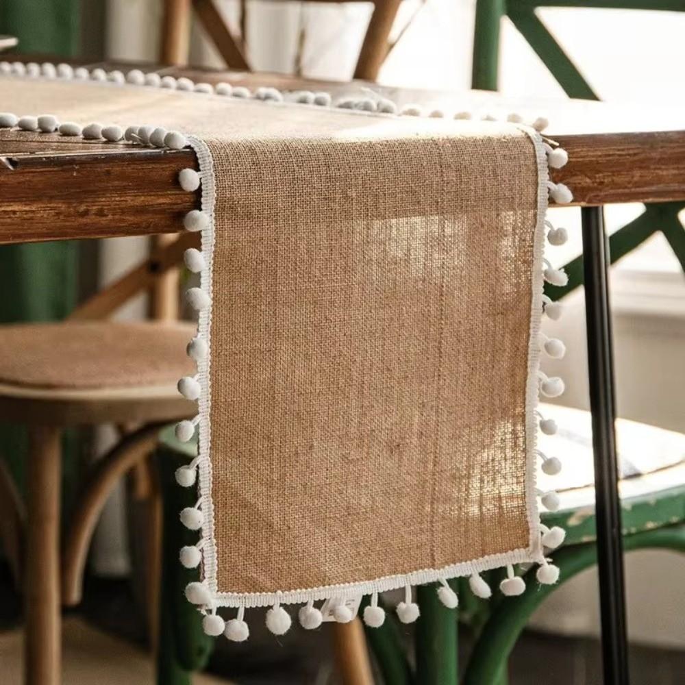 Jute Burlap Table Runner Macrame Edges Machine Wash or Brush Macrame Table Runner Family Dinners