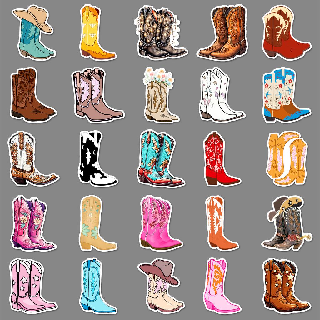 50 Cowboy Boots Graffiti Stickers Personalized Creative Decorative Decorative Water Cup Mobile Phone Case Suitcase Stickers
