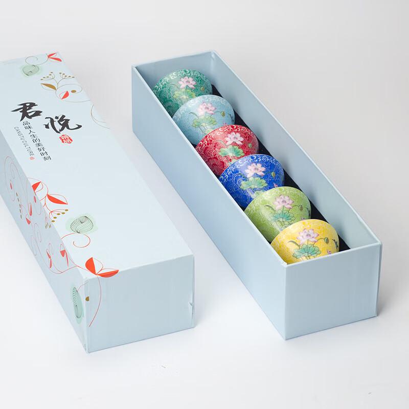 

Jingdezhen Fencai Bāhuā Lotus Ceramic Tea Cup Set