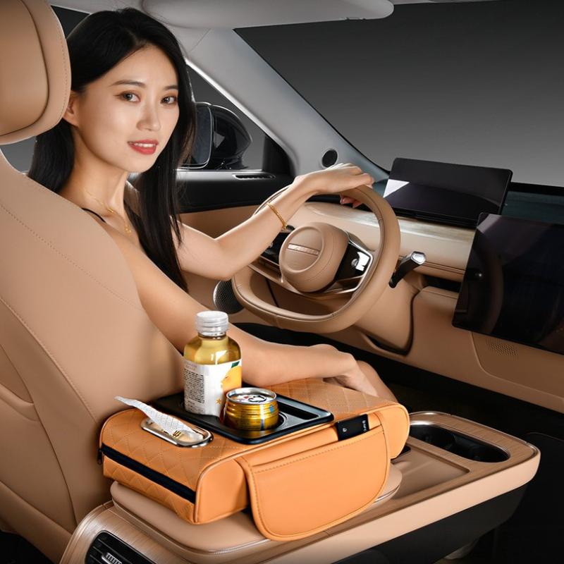 Car Armrest Storage Box Universal Fit Center Console Organizer Space Saver for Smartphones Coins Keys