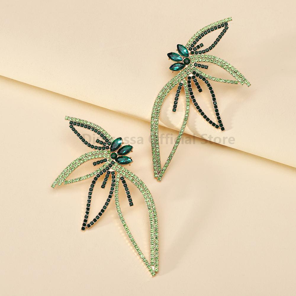 Wing Full Shiny Rhinestone Unusual Original Decor Bridesmaids Wedding Party Jewelry Trend Luxury Big Stud Earrings For Women