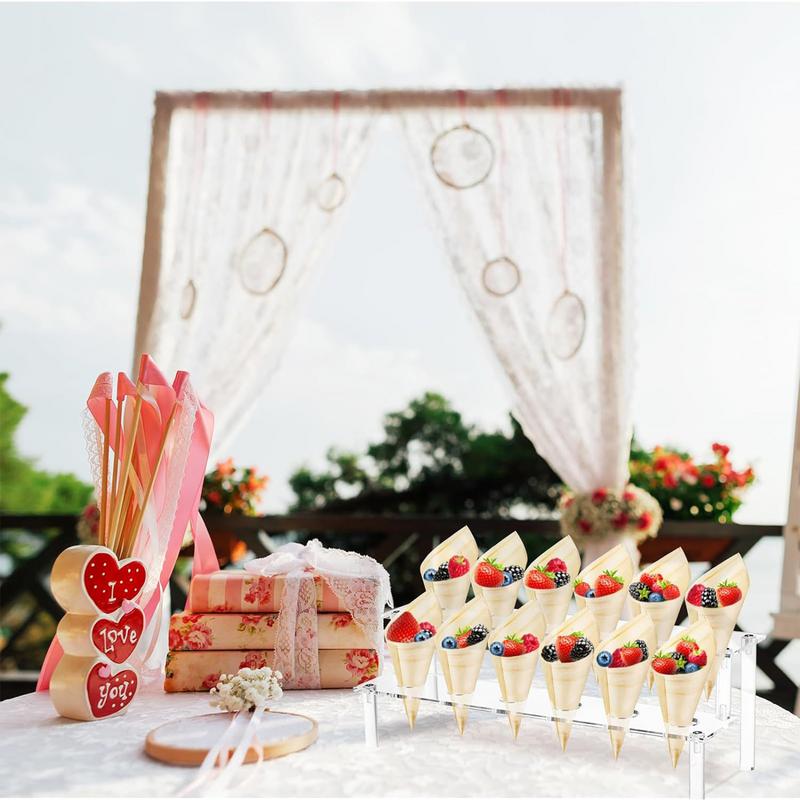 Acrylic Ice Cream Stand Clear Acrylic Display Holder for Ice Cream Cones Double-Layer Design Desktop Organizer for Desserts