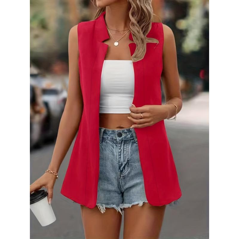 VEZFAA Dámská móda Ležérní Léto Jaro Jednobarevný potisk Halenky a košile bez rukávů