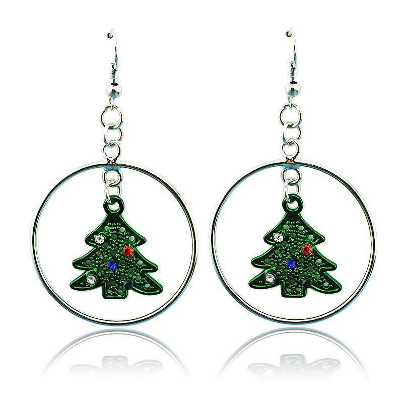 European and American Fashion Rhinestone Christmas Tree Earrings