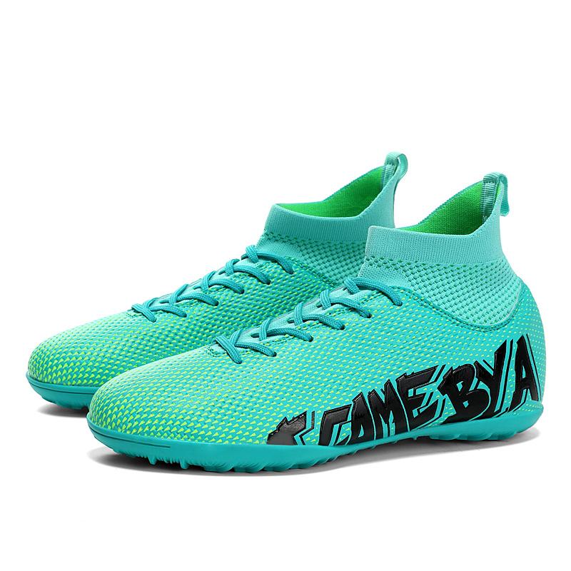 

Футбольные бутсы 31-48 Мужские высокие футбольные бутсы Резиновые молодежные кроссовки с короткими ногтями Футбольная тренировочная обувь Арт-макияж Газон Детские футбольные бутсы 48 циан