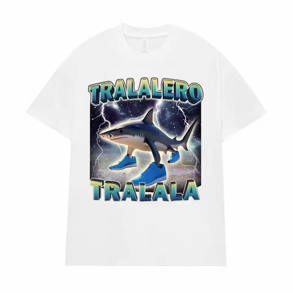 Tralalero Tralala Bootleg Brainrot Italian Brainrot Meme T-Shirt Funny Shark Graphic High Quality Cotton Short Sleeve T Shirt