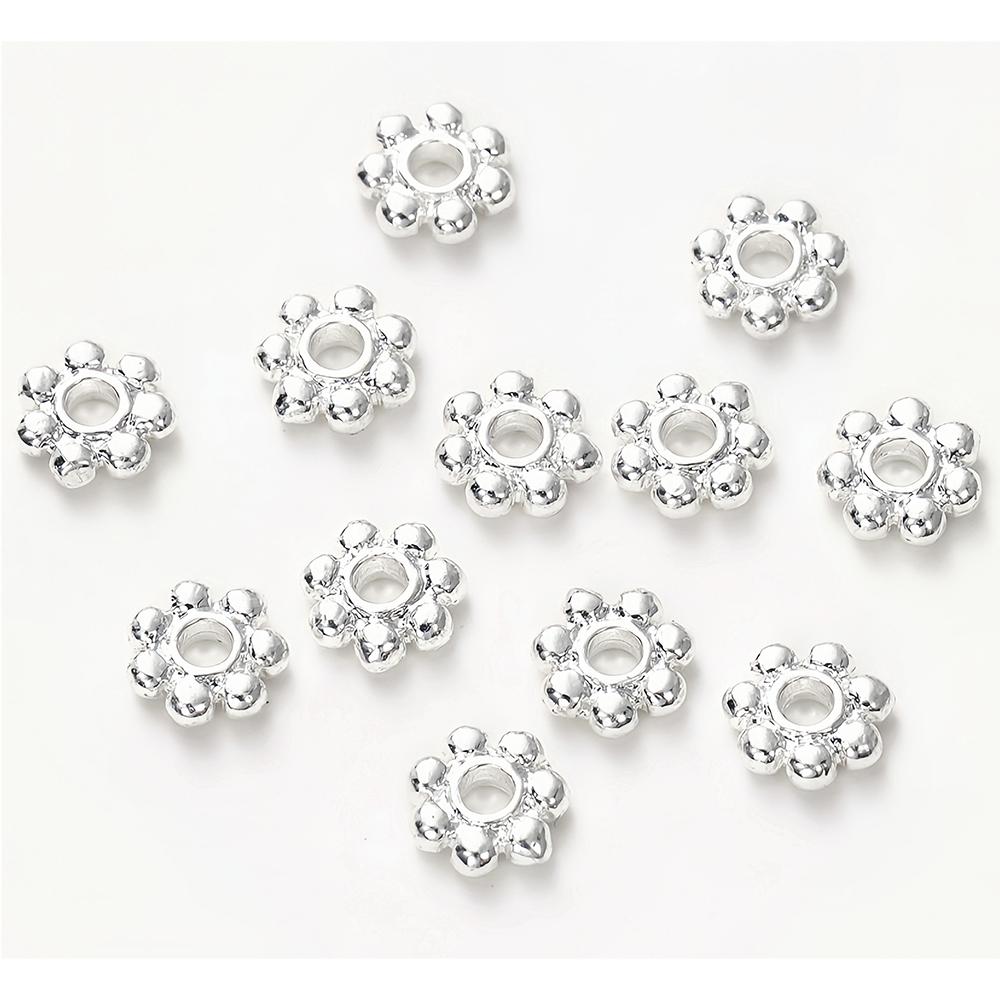 

30pcs Stainless Steel Flower Spacer Bead Snowflake Loose Beads Charms Pendants for DIY Bracelets Jewelry Making Accessories 4mm серебряный