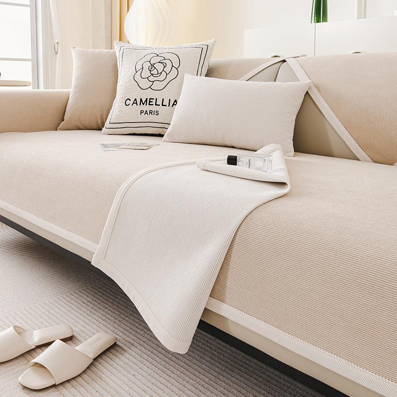 Neues Frischecreme Sofa Kissen Chenille Vier Jahreszeiten Universal Rutschfest Und Anti-Kratz Sofa Kissen Sofaüberwurf Haartuch