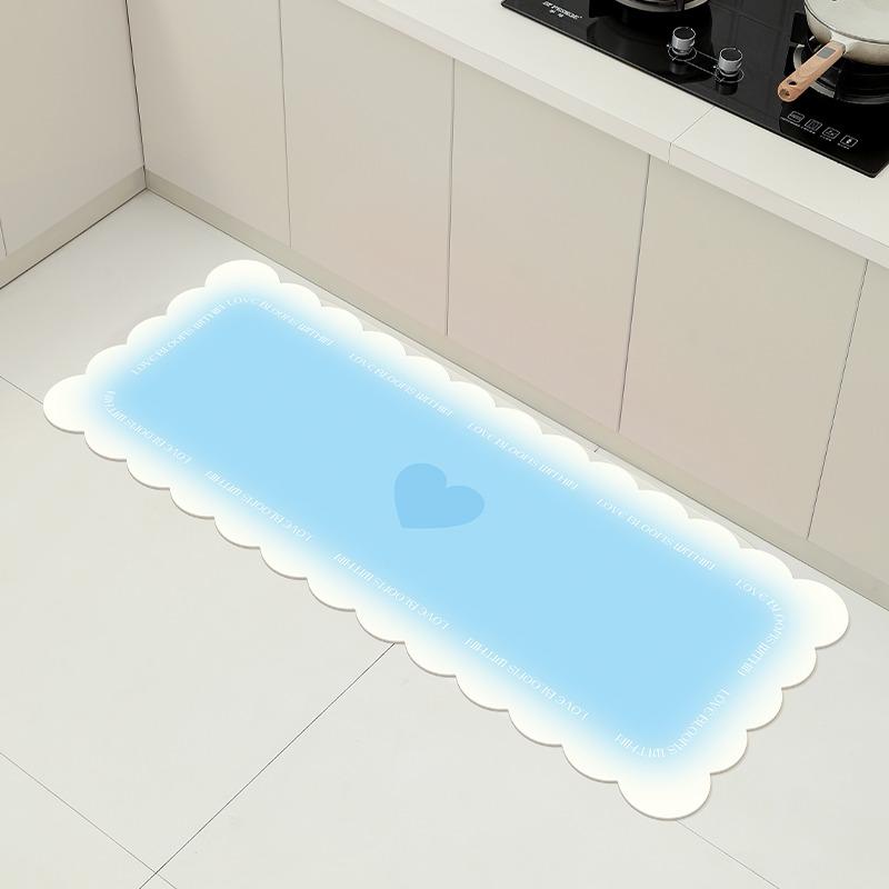 Floor Mat for Kitchen Non-slip Waterproof Oil-proof Carpet Pink Gradient Heart Rug Long Size Home Decoration Foot Mats
