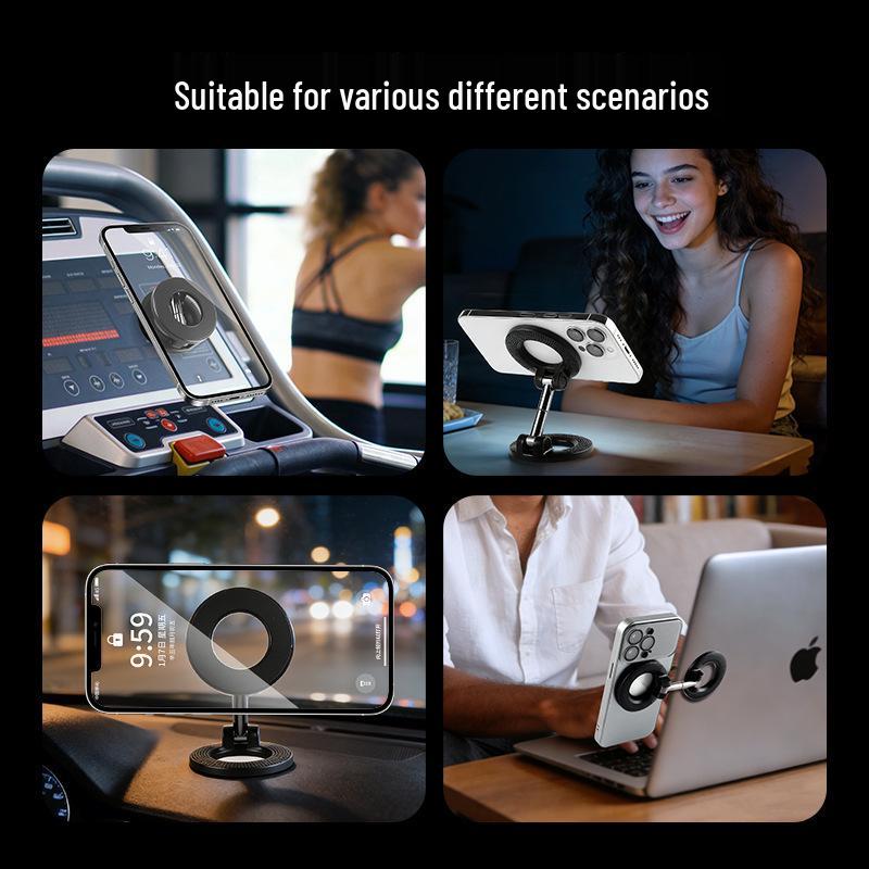 Dual-Sided Magnetic Car Phone Holder with Rotating, Folding Adhesive Design