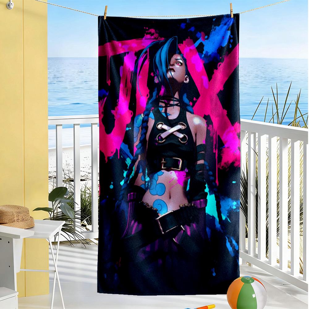 League of Legends Jinx soft beach towel Foldable summer vacation towel Fashion Lovers Spiritual Gift