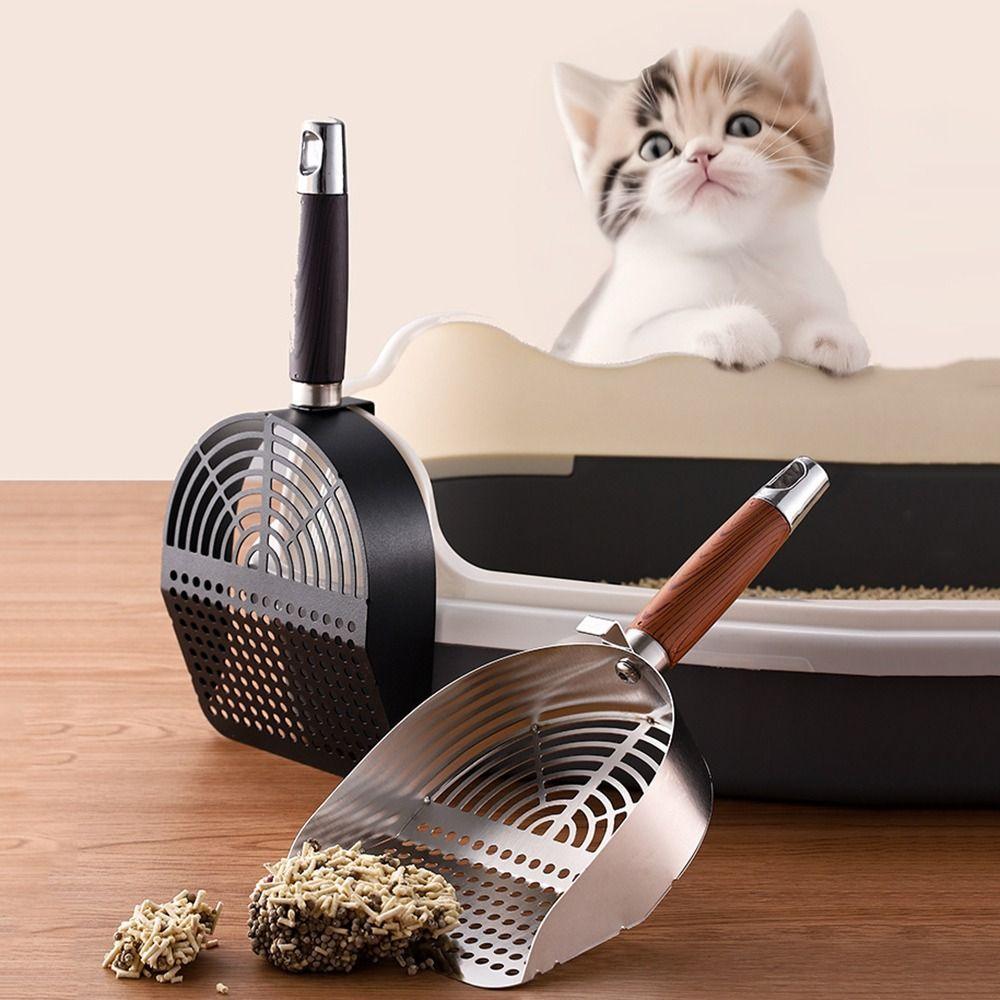 Stainless Steel Cat Litter Scoop Long Handle Deep Shovel Cat Poop Sifting Tool Fast Sifting Comfortable Grip