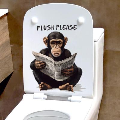 Speelse Apen Toiletbril Sticker Waterdichte Zelfklevende Verwijderbare Decal voor Badkamer WC Decoratie