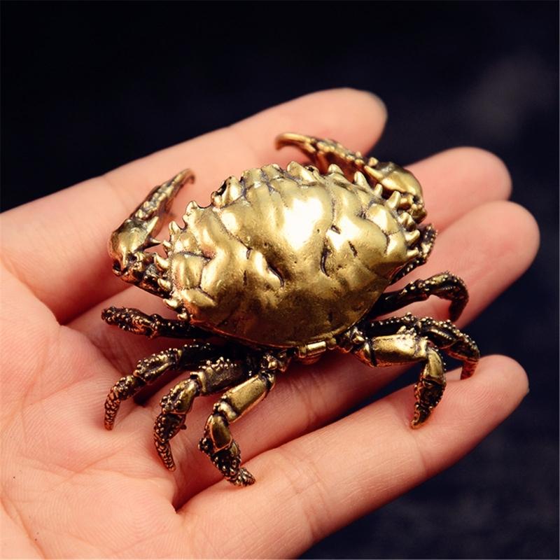 Handcrafted Brasses Crabs Figurine With Openable Shell Miniature Trinket Box For Desktop Display And Tea Table Decors