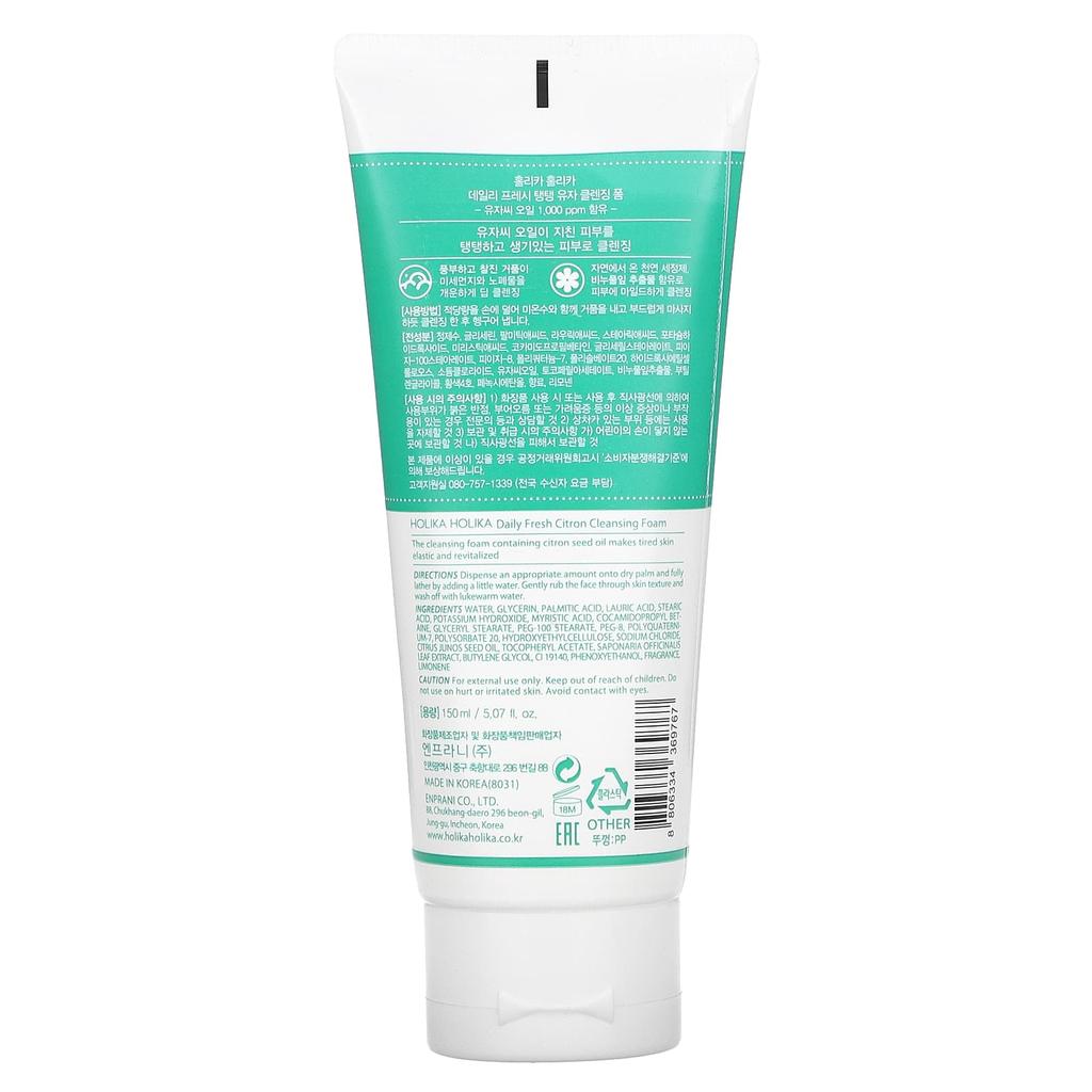 HOLIKA HOLIKA Schiuma detergente Daily Fresh Yuzu, 5,07 fl oz (150 ml)