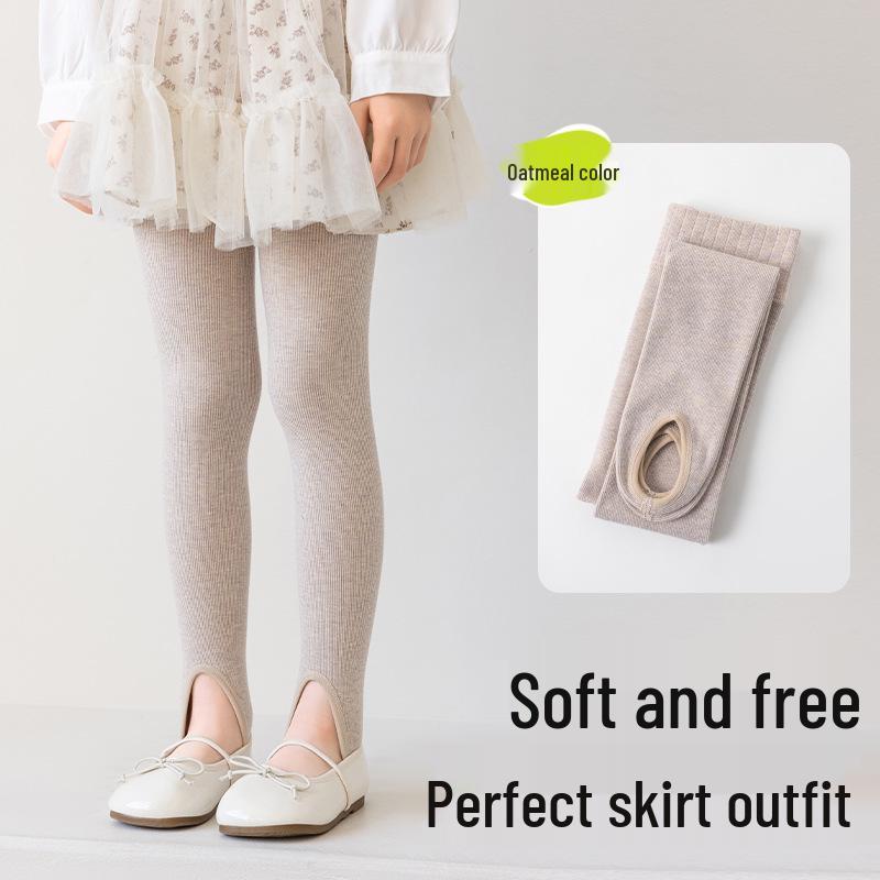 Dziewczęce Wszechstronne Bawełniane Legginsy 9/10 w Jednolitym Białym Kolorze na Wiosnę/Jesień