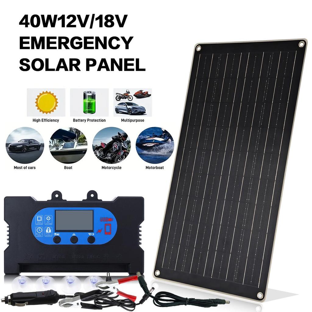 Monocrystalline 40W 12V/18V Solar Panel with Black Backsheet and Photovoltaic Controller