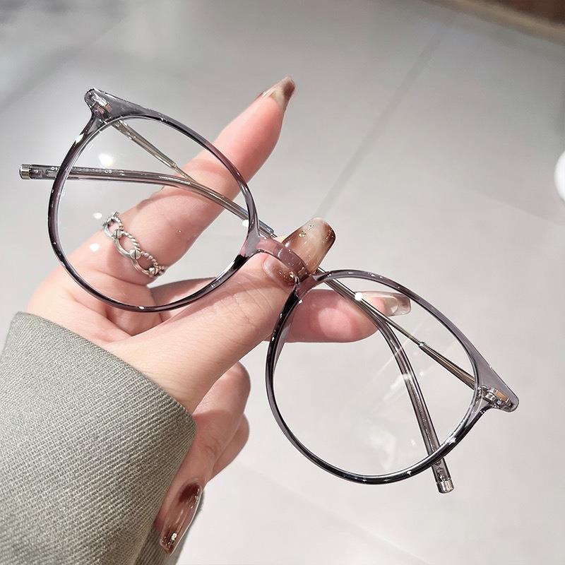 Plain Brown Glasses Frame Female Ultra Light Glasses Frame with Myopic Glasses Option Fashion Anti-Blue Light Glasses