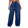 High Waisted Wide Leg Jeans Women's Stretchy Boyfriend Denim Pants Straight Loose Baggy Pockets