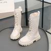 Dětské boty Dívčí Jaro a Podzim 2025 Nové vysoké boty Korejská verze Britský styl Martin boots Kožené kozačky Princezna Malá holčička