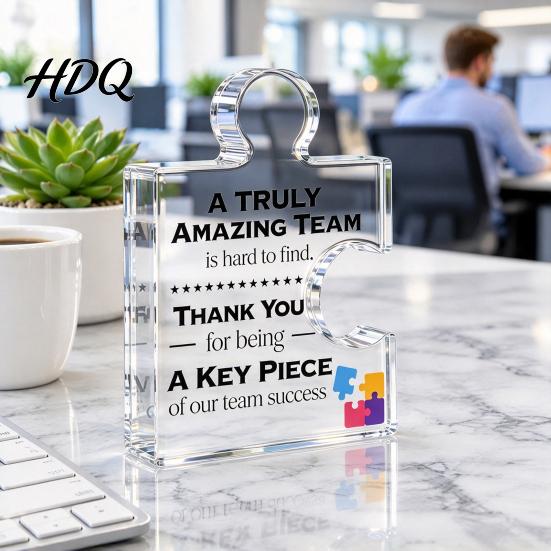 Personalized Puzzle Piece Decor Acrylic Shape Ornaments for Team Appreciation and Employee Recognition Transparent Meaningful Colleague Farewell