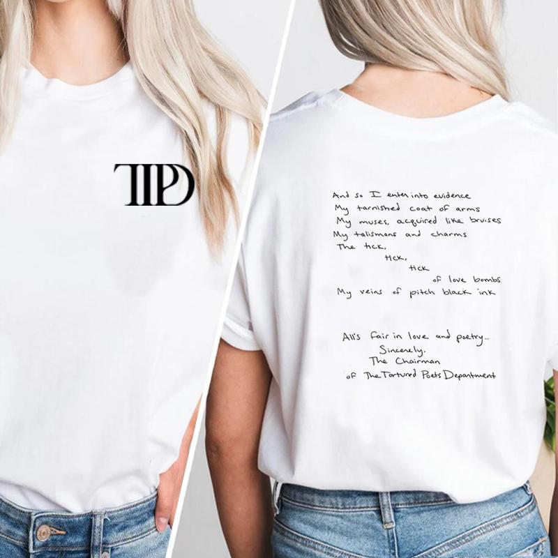 The Tortured Poets Department Tshirt Eras Tour Merch TTDP T Shirt Alls Fair in Love and Poetry Tshirts Chairman Streetwear S