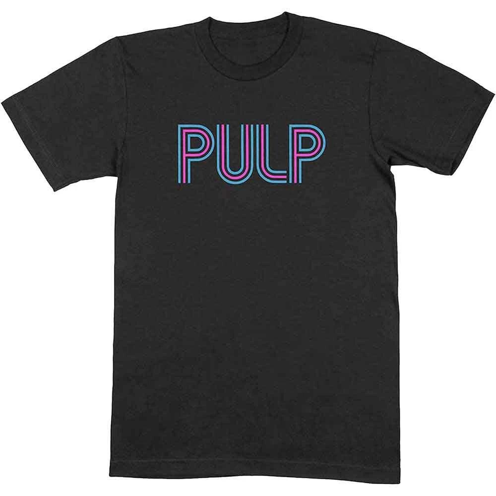 

Officially licensed Pulp Intro Logo Mens Black 100% Cotton T-shirt Mens Tees Top Pulp Logo Classic Tee L
